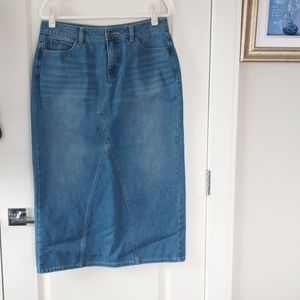 Long Tall Sally Denim Pencil Skirt - Size 10